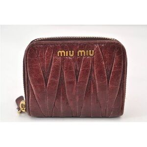 Miu Miu Red Quilted Leather Wallet with Gold Zipper